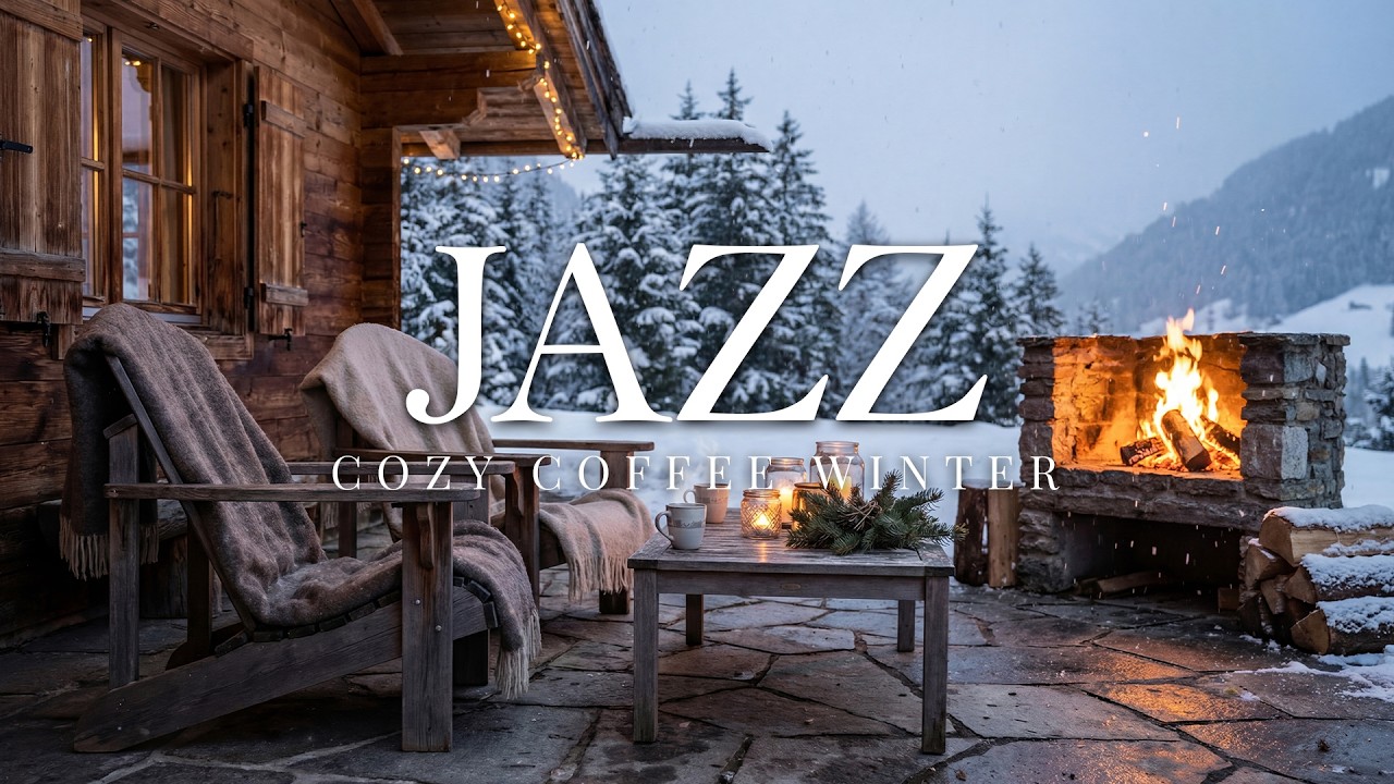 Cozy Winter Jazz Night ❄️ Fireplace Ambience | Calm Sax Jazz Background
