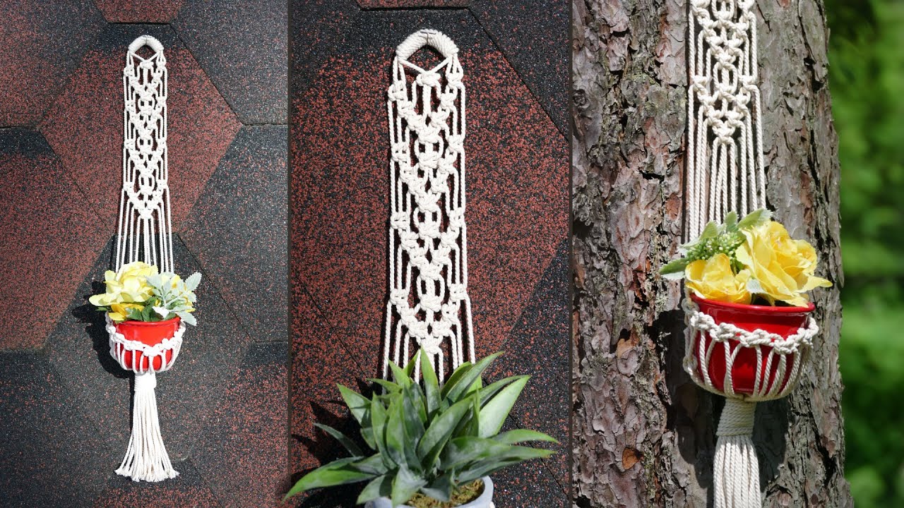 Easy Macramé Plant Hanger NO Ring / Square Knot Design