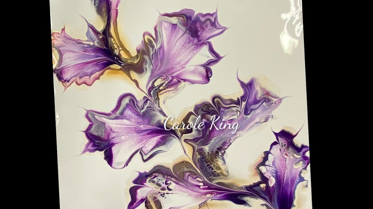 (1271) A Vine Dutch Pour,  Purple,  Acrylic Paint Pouring, Fluid Art