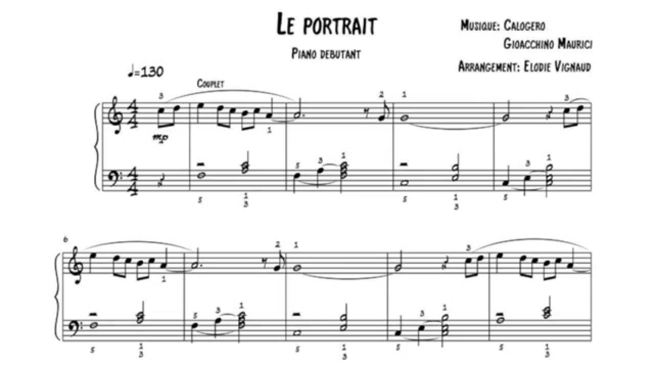 Calogero - Le Portrait - Partition piano débutant