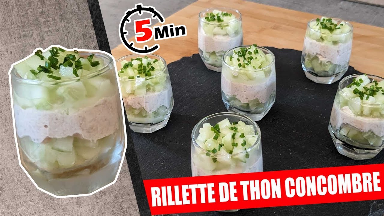 RILLETTE DE THON CONCOMBRE, VERRINE SALEE PREPARER EN 5 MIN POUR UN APERITIF ET TRES PEU CALORIQUE