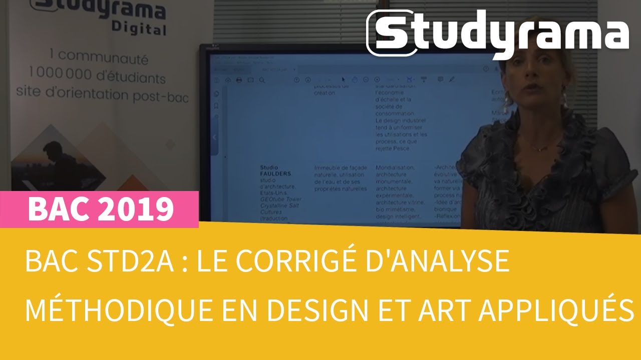 Bac 2019 STD2A : corrigé d'analyse méthodique en design et art appliqués