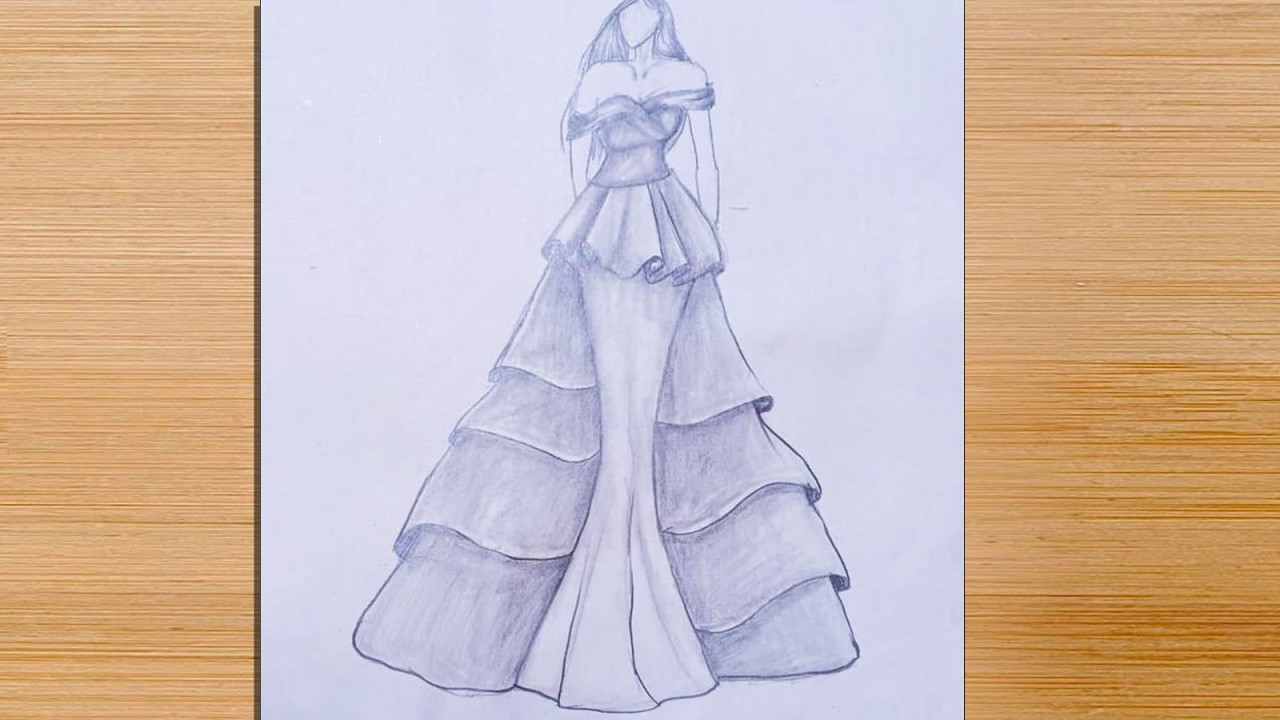How to Draw a Girl in Stylish Gown | Easy Pencil Sketch for Beginners