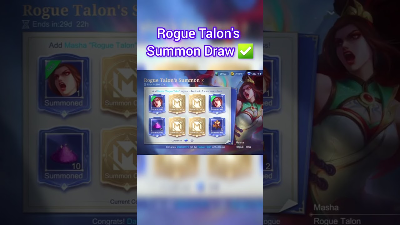 Pattern Masha Rogue Talon's Summon Event ✅️🗿 #mobilelegends #mlbb #mobilelegendsbangbang #mlbbshorts
