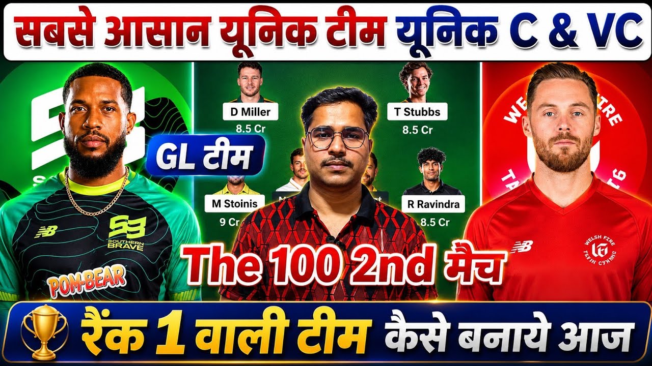 SOB vs WEF Dream11 Prediction, Southern Brave vs Welsh Fire, SOB vs WEF, English Men's 100 League