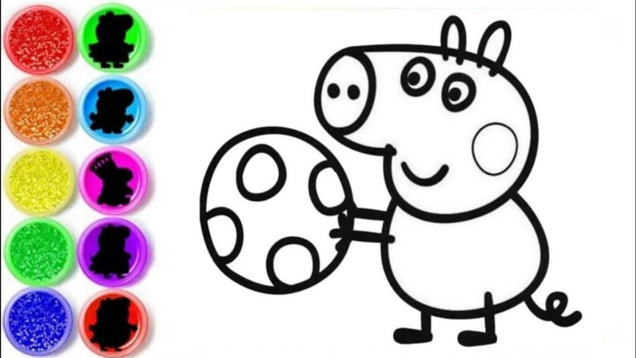 Drawing and colouring George pig from Peppa pig 