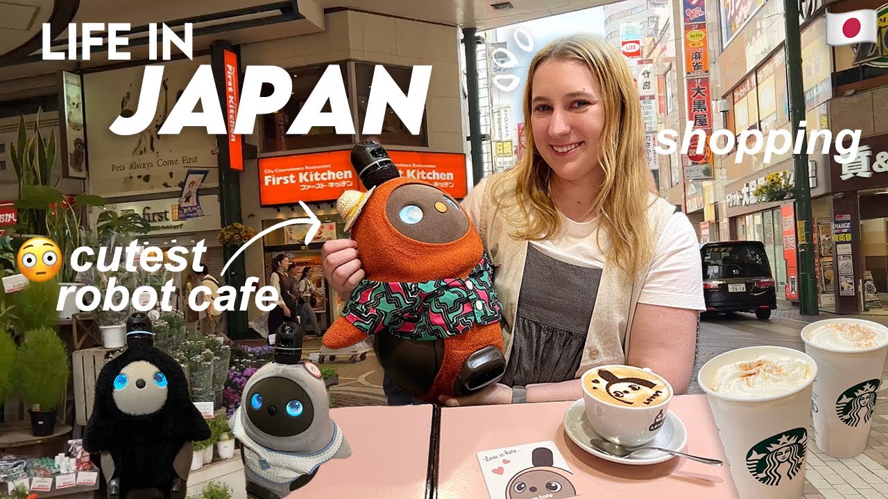 japan life |  my favorite robot cafe, shopping at a japanese mall, aquarium date 🇯🇵🍡
