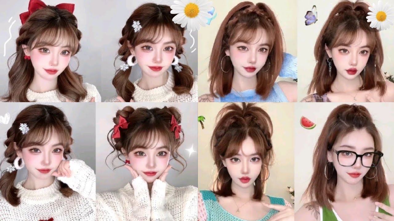 Super Easy & Cute Short Hairstyles Tutorials Korean Style for Girls 🍒🌼💐🌈