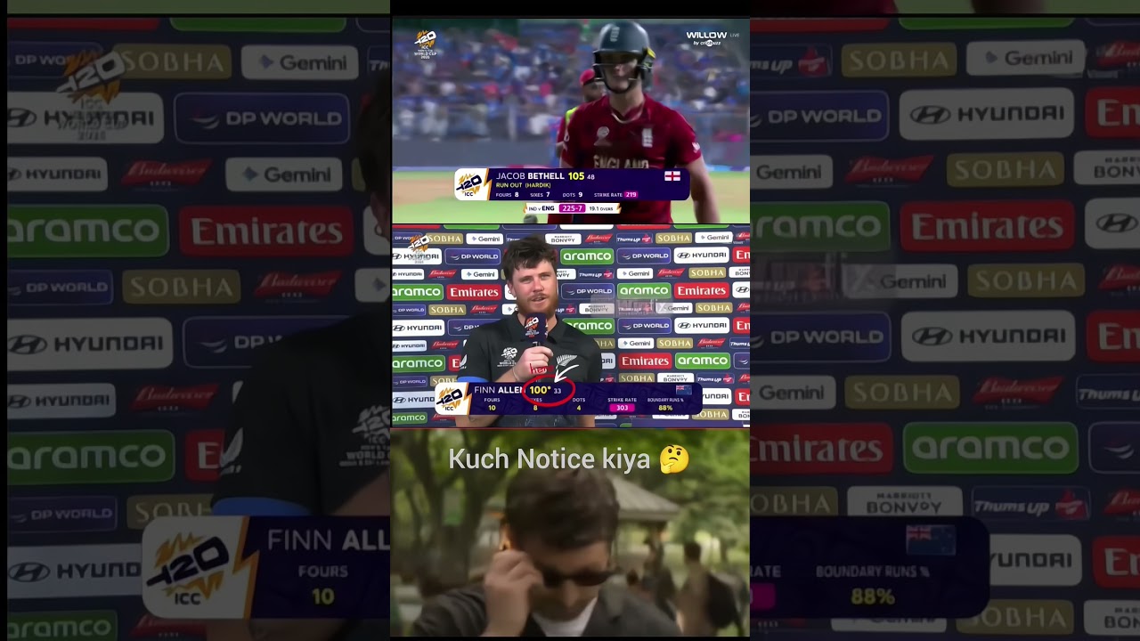 105(48) vs 100(33) 😱 Bethell vs Allen &ndash; The Craziest T20 World Cup Batting Show! 🔥🏏 #shorts
