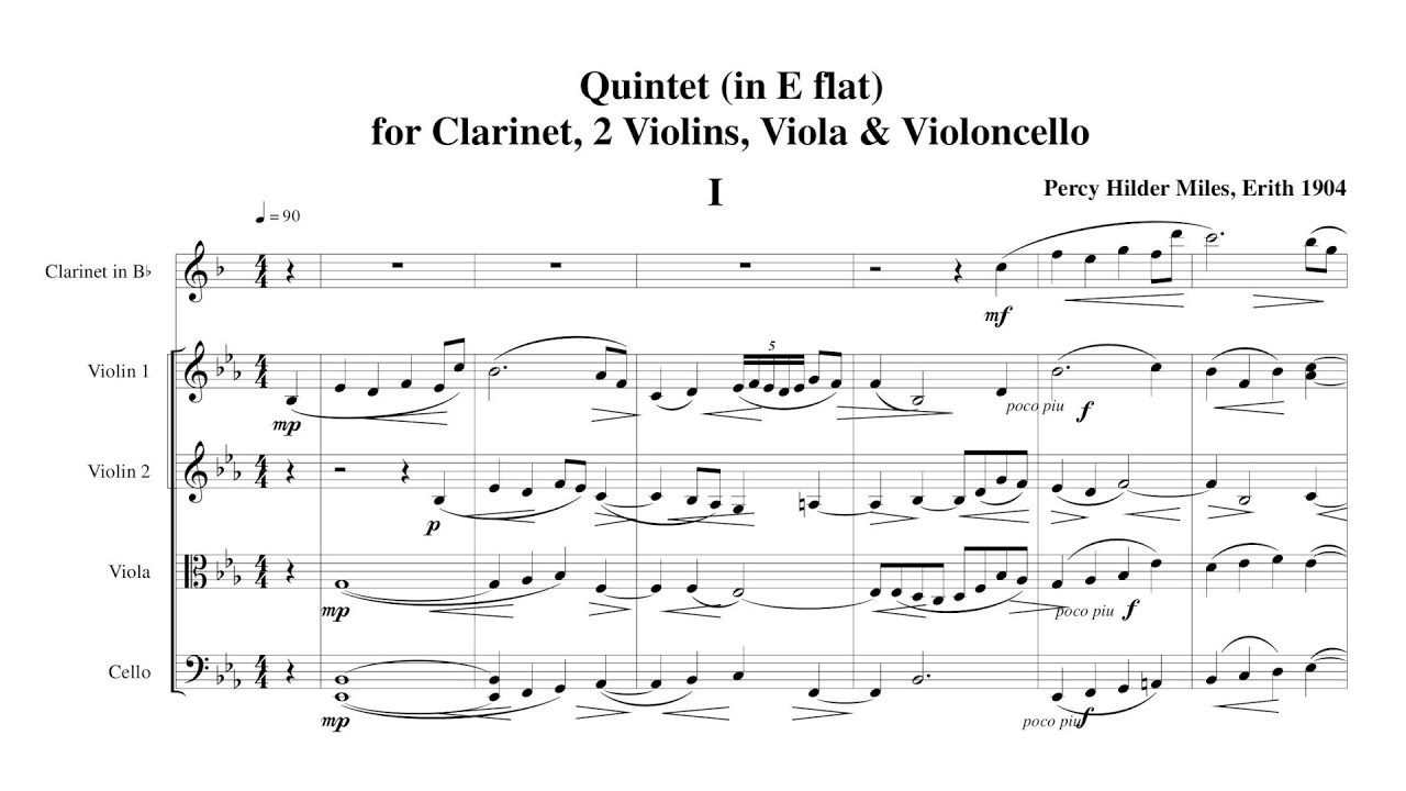 Percy Hilder Miles – Clarinet Quintet, in E♭ major