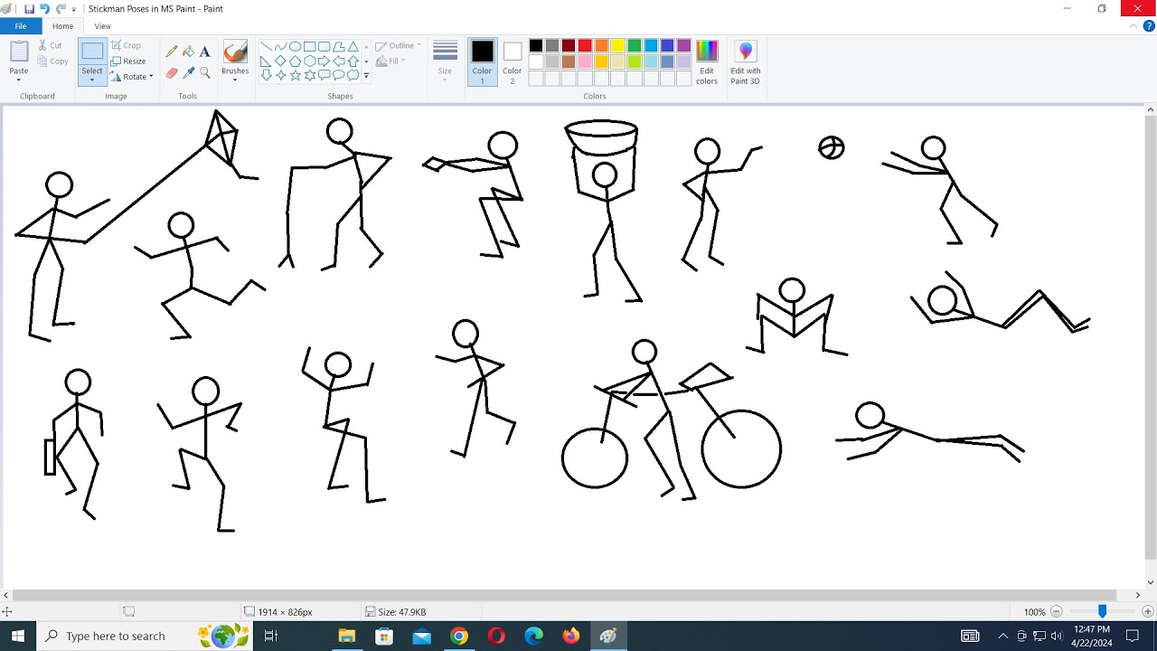 Stickman Poses Drawing in MS Paint