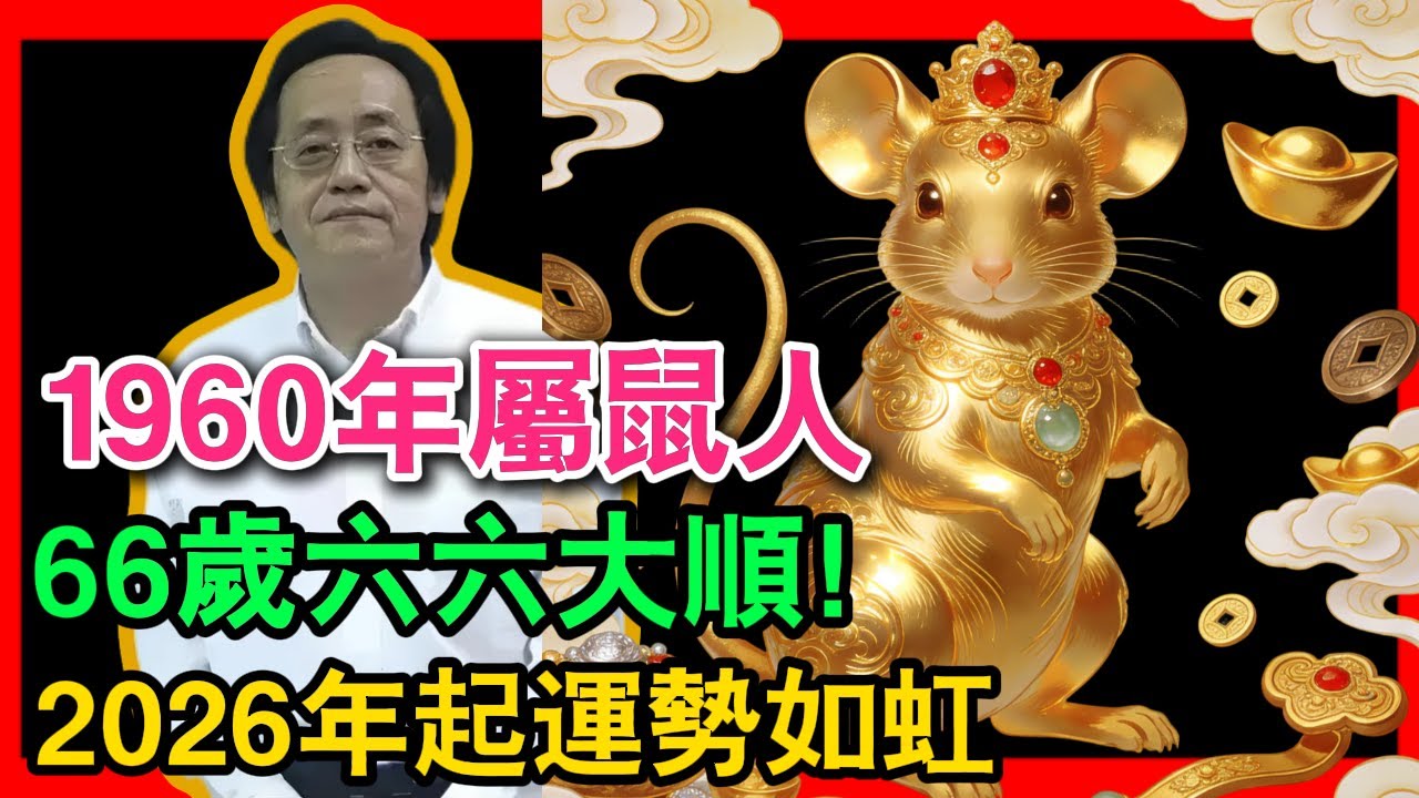 1960 年屬鼠人快看！66 歲六六大順！2026 年起運勢如虹，晚年財源滾滾，老來福氣滿滿擋不住！# 倪海廈 #生肖運勢 #命理分析 #1960屬鼠 #晚年運勢 #流年運程