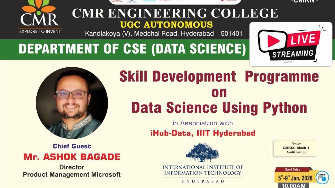 SKILL DEVELOPMENT PROGRAM ON DATA SCIENCE USING PYTHON [06-01-2026] | DAY - 2 | SESSION - 1 | CMREC
