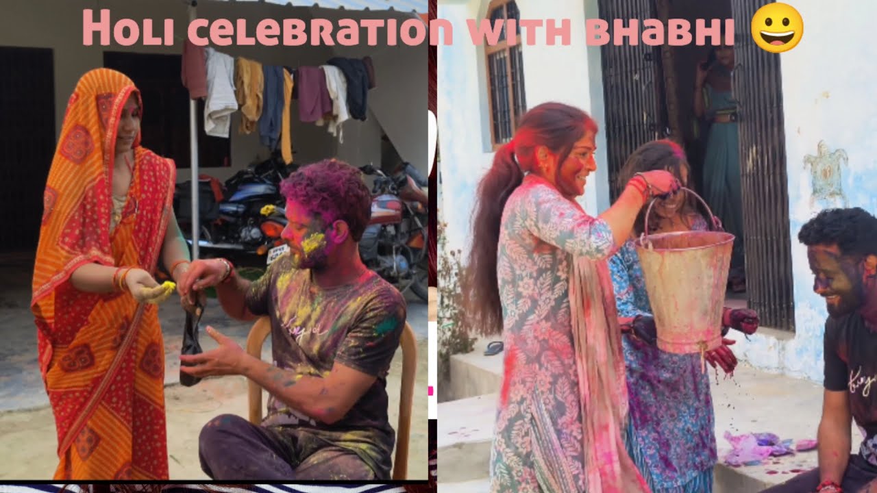 Holi celebration with bhabhi 😀 Holi Vlog 😜 #vlog #vlogs #happyholi #holi #celebration #viralvideo 