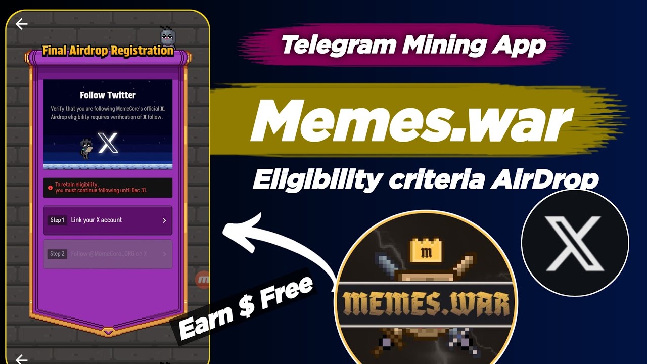 Memes War Coin Eligibility Criteria AirDrop | Step1& 2 Link Twitter Account | Memeswar free Airdrop