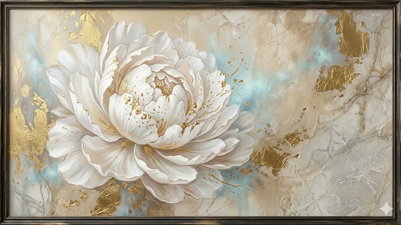 Vintage Golden Peonies | 4 HOURS | Gold Frame TV Art Screensaver for TV Wallpaper