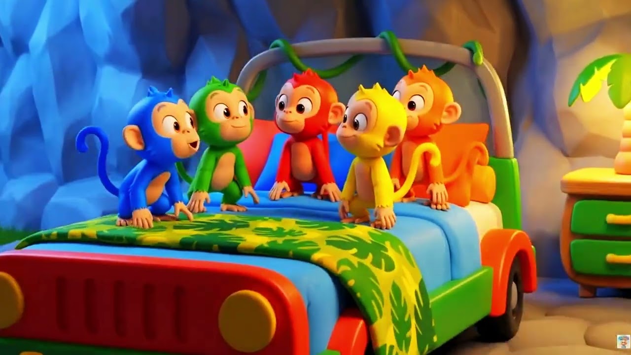 Five Little Monkeys Jumping at Old MacDonald’s Farm. They Stole all animals from farm!