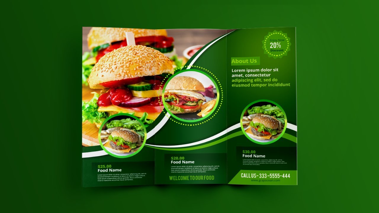 Professional 3 fold brochure design - Photoshop Cc Tutorial