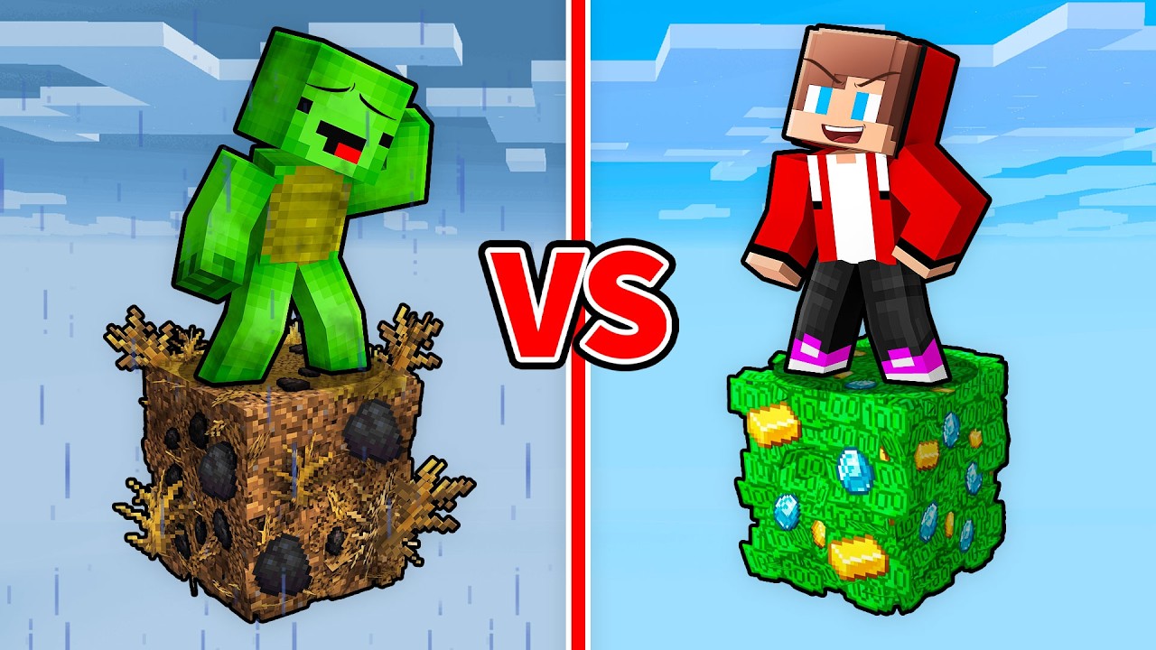 JJ and Mikey: POOR vs RICH One Block Battle in Minecraft - Maizen