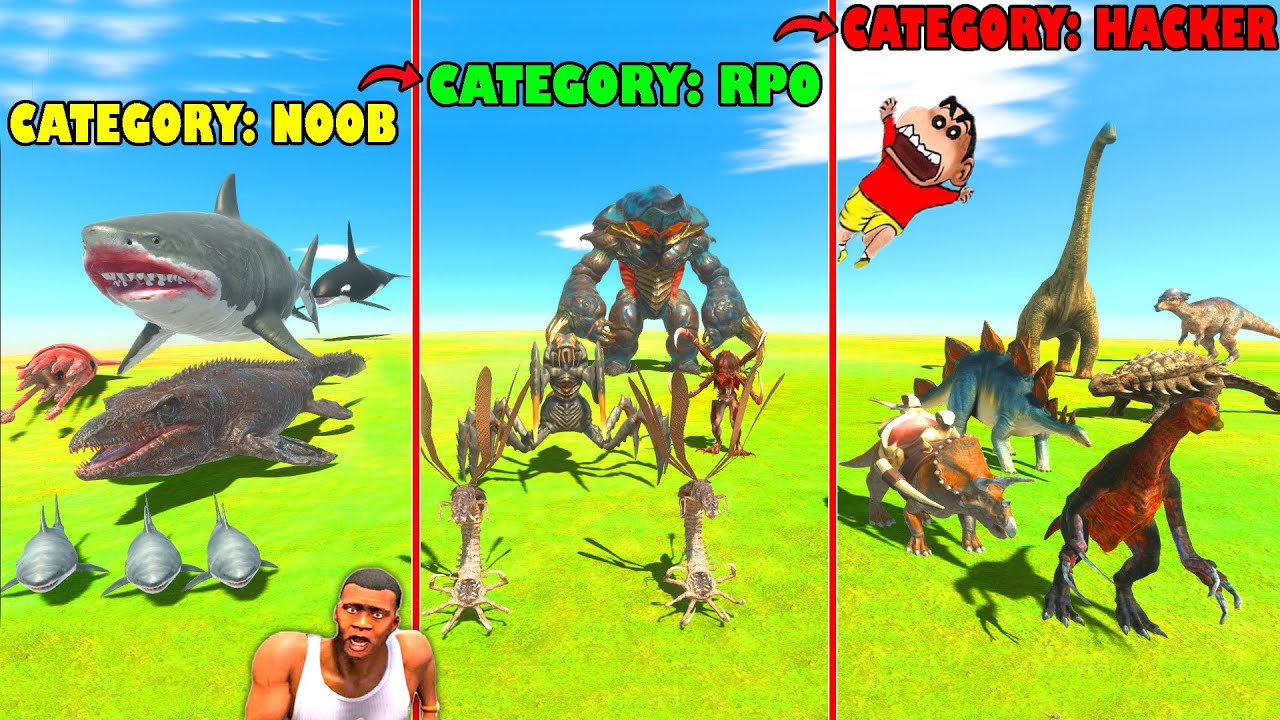 CATEGORY vs CATEGORY LUCKY SPIN BATTLES in Animal Revolt Battle Simulator with SHINCHAN and CHOP