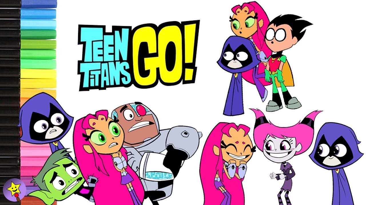 Teen Titans Go! Coloring Book Page Compilation Raven Starfire Robin Beast Boy Cyborg Coloring Page
