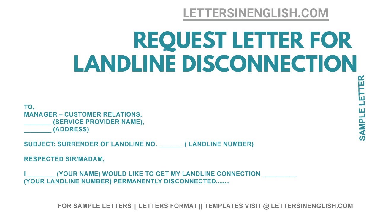 Request Letter for Landline Disconnection - Landline Disconnection Letter