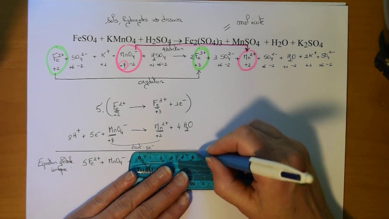 611 - Ecriture complète de réaction redox en milieu acide