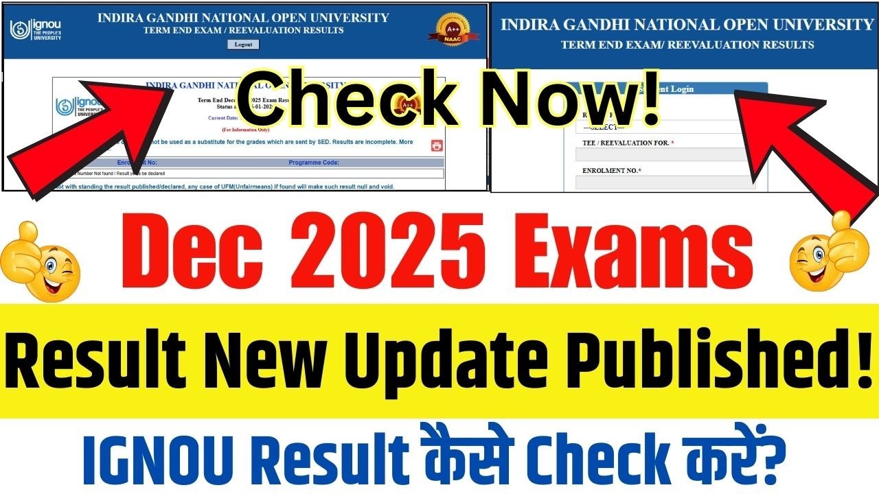 (Big Update) IGNOU Dec 2025 Result Update | IGNOU Dec 2025 Exam Result 3rd Update Published Today