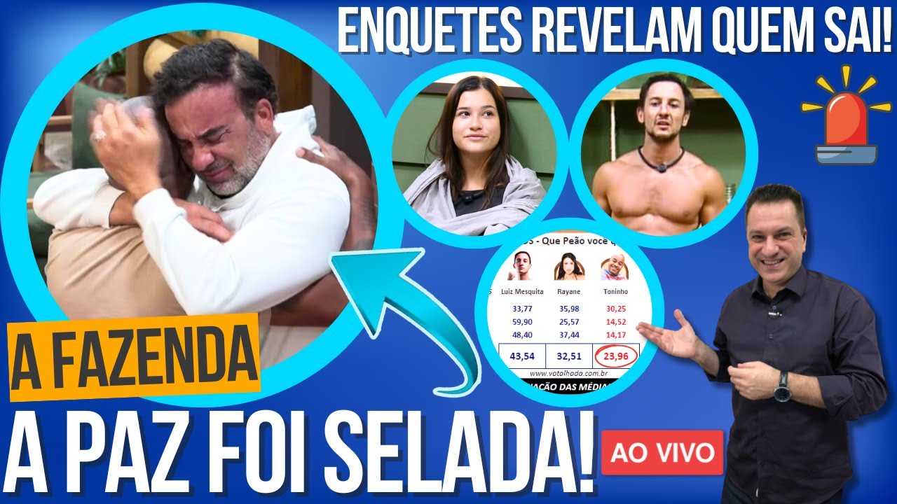 🚨A FAZENDA 17: BOMBA! FABIANO E TONINHO SELAM A PAZ E CHORAM, DUDA PROVOCA T&Agrave;MIRES, ENQUETES REVELAM