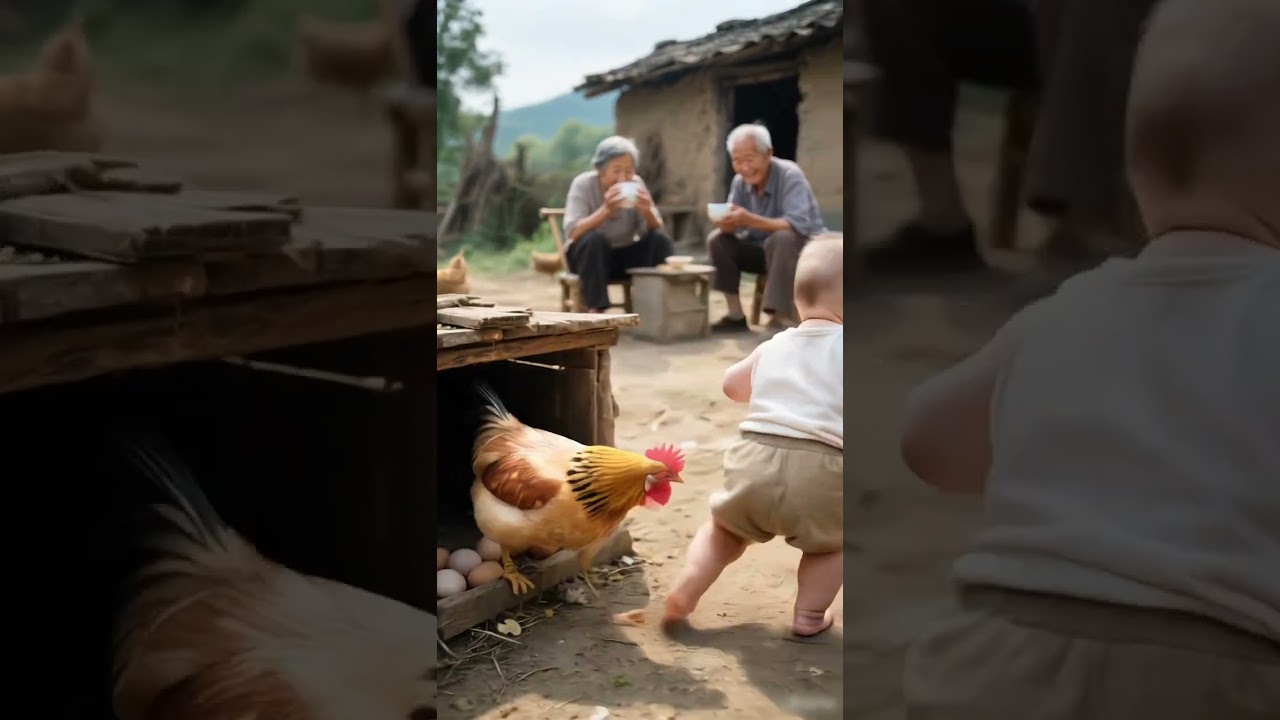 Stop chasing, I will just use one to play and record the growth process. Rural life. Human cubs. C