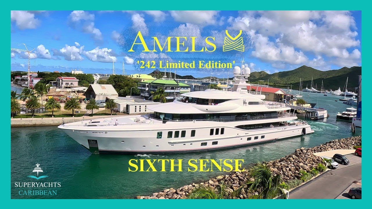 Amels 242 Limited Edition Superyacht SIXTH SENSE sailing from St. Maarten [with music] | 4K