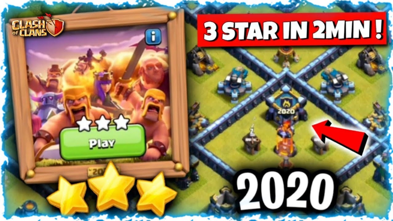 Easily 3star 2020 Challenge in Clash of Clans - How to 3⭐ 10year Challenge Event / Easiest Trick