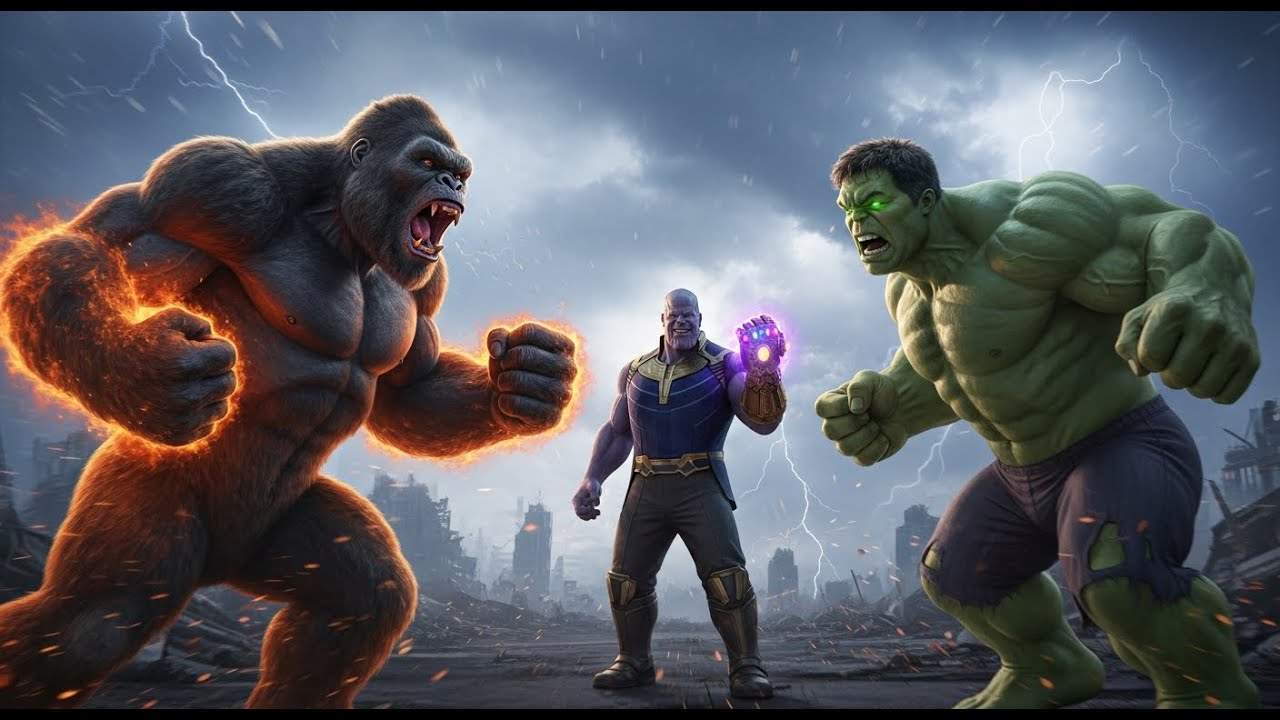 The ULTIMATE Showdown: Titan War: Kong & Hulk vs Thanos - Who Reigns Supreme?