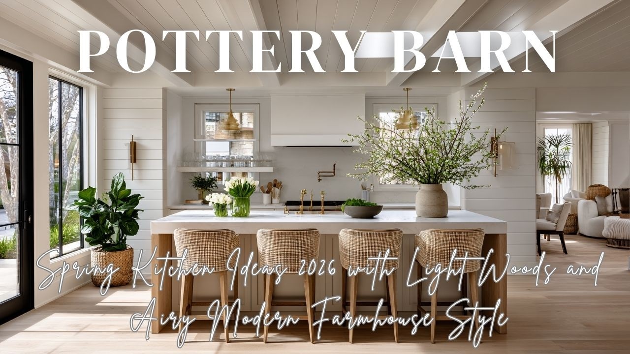 Идеи для весенней кухни от Pottery Barn 2026: светлое дерево и воздушный современный стиль загоро...