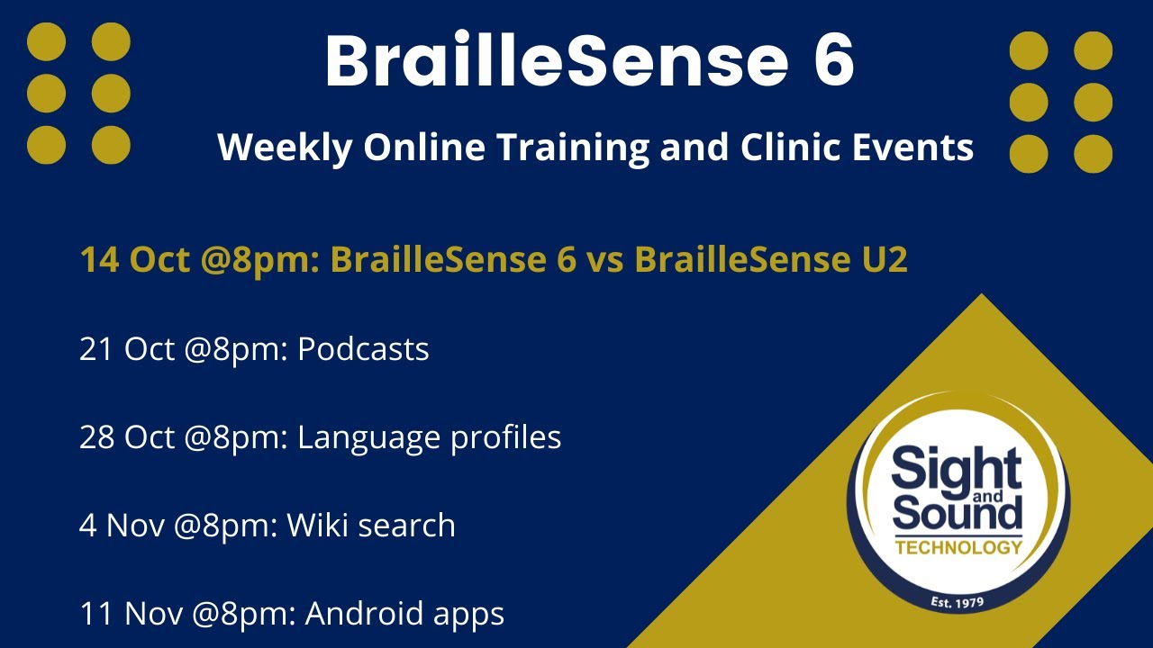 BrailleSense6 Weekly Clinic and Training: Week 1