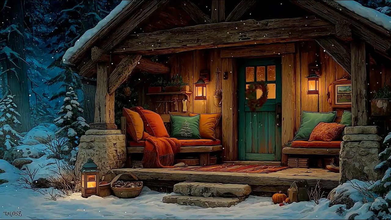 Cozy Cabin Retreat | Vintage Jazz & Gentle Snowfall Ambience