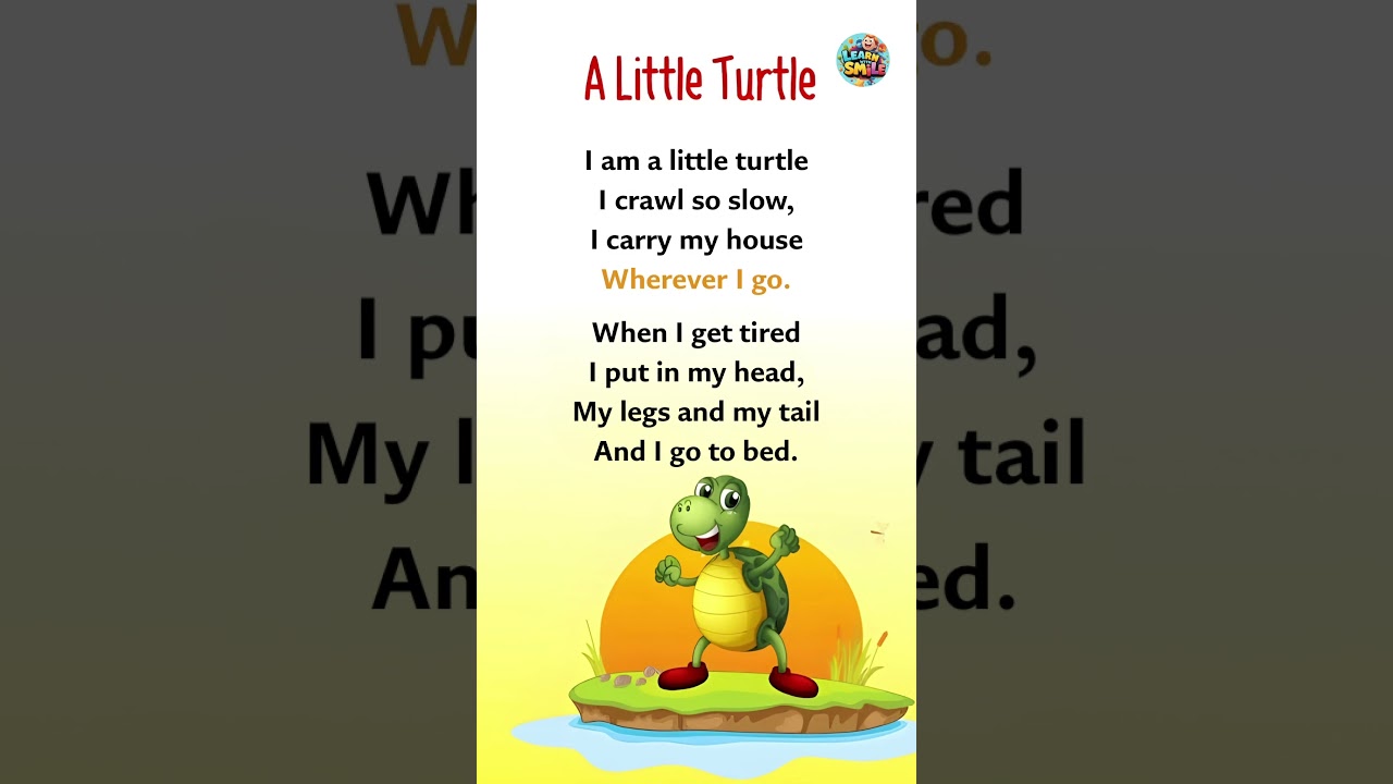 English poems for kids | I am a little Turtle | Nursery Poems in English for Kids #englishpoem
