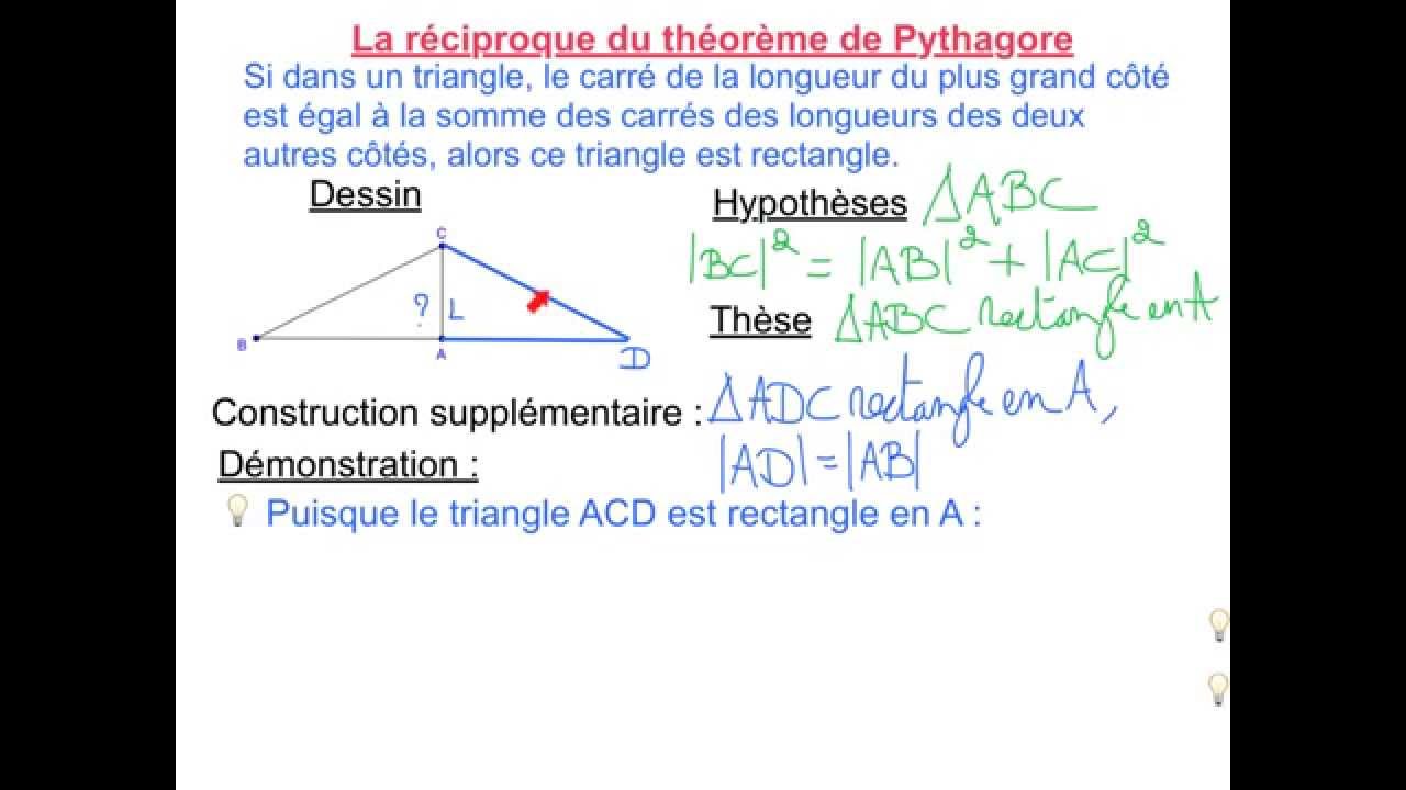 4.6 La reciproque du théorème de Pythagore
