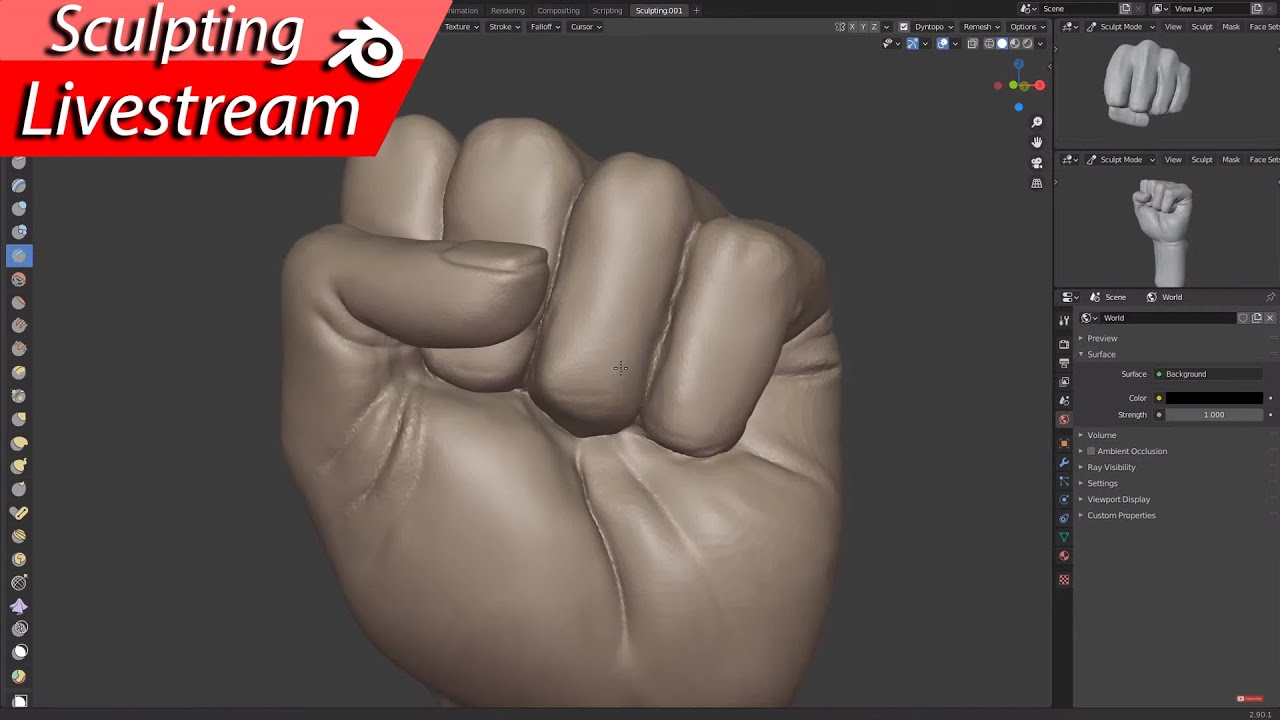 🔴 Blender Sculpting Livestream #2 | fist