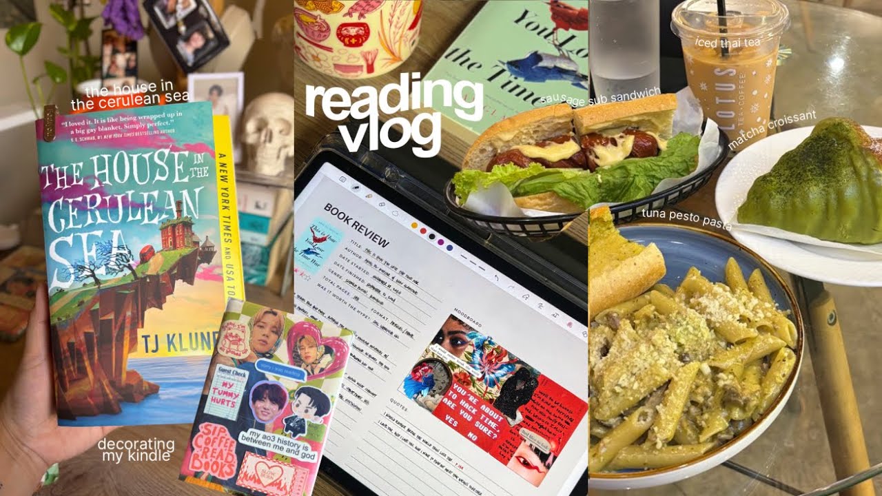 reading vlog ☕ decorating my kindle, book journaling, reading the house in the cerulean sea