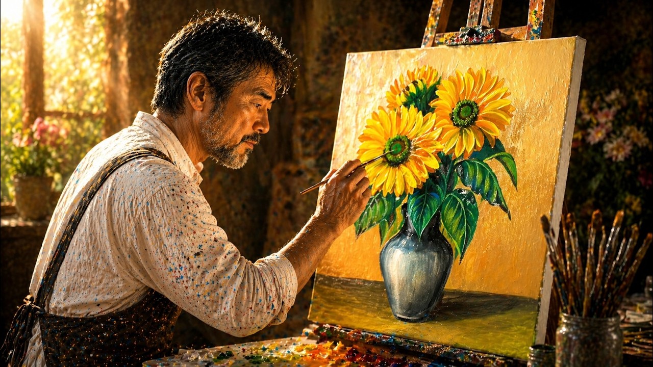 Beautiful Sunflower Painting | Acrylic Still Life Art Tutorial for Beginners