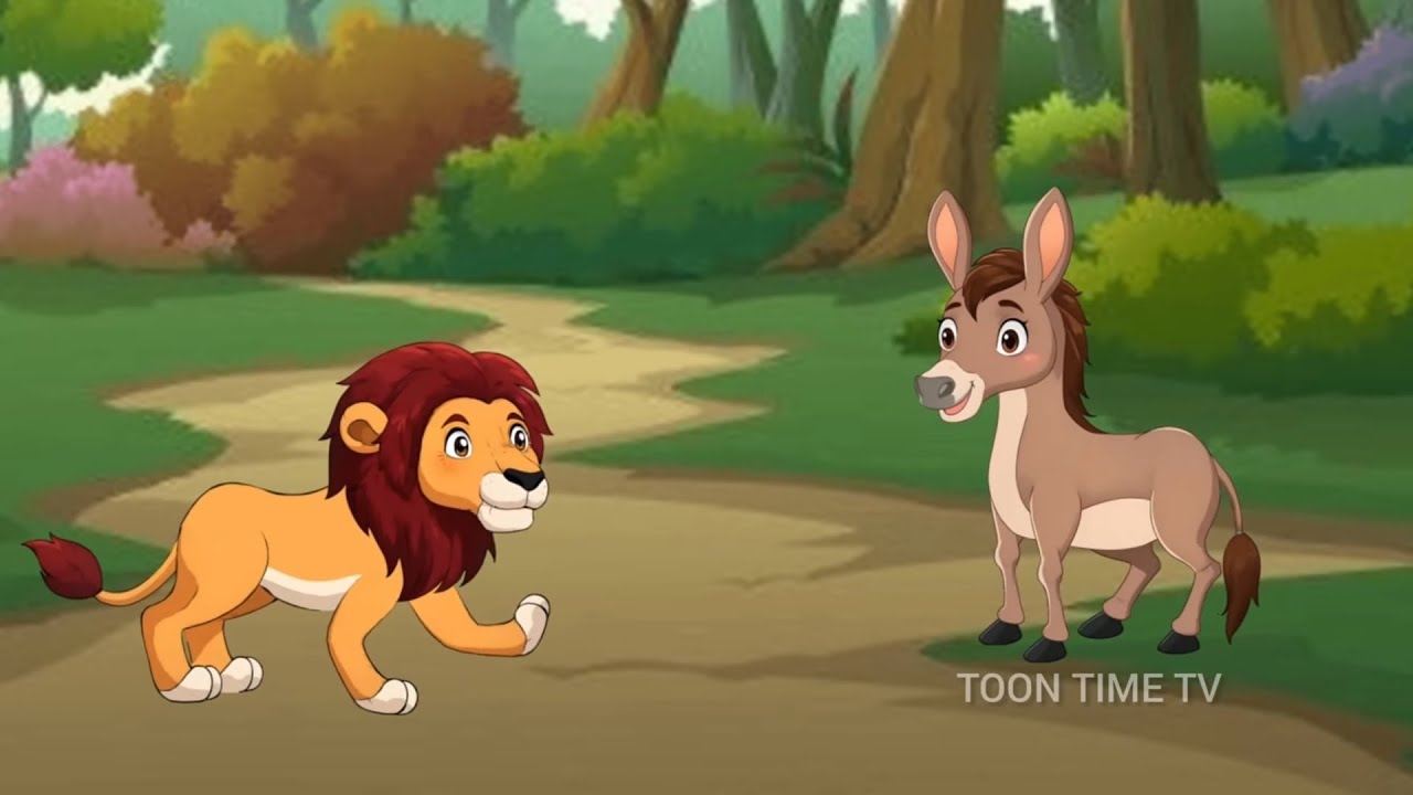 चालाक शेर और होशियार गधा | panchtanra ki kahani | kahani | animal cartoon @ToonTimeTv500k