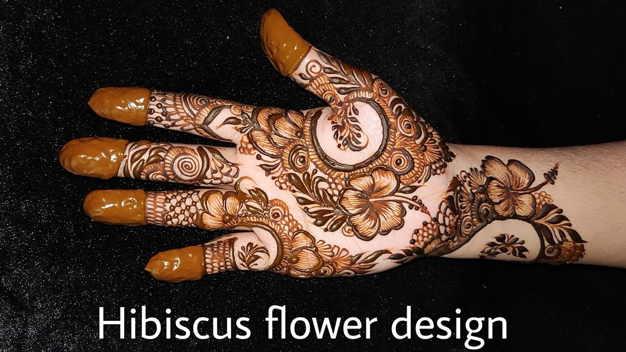 hibiscus flower design with unique patern  #hibiscus #trending #viral #wedding #mehendi