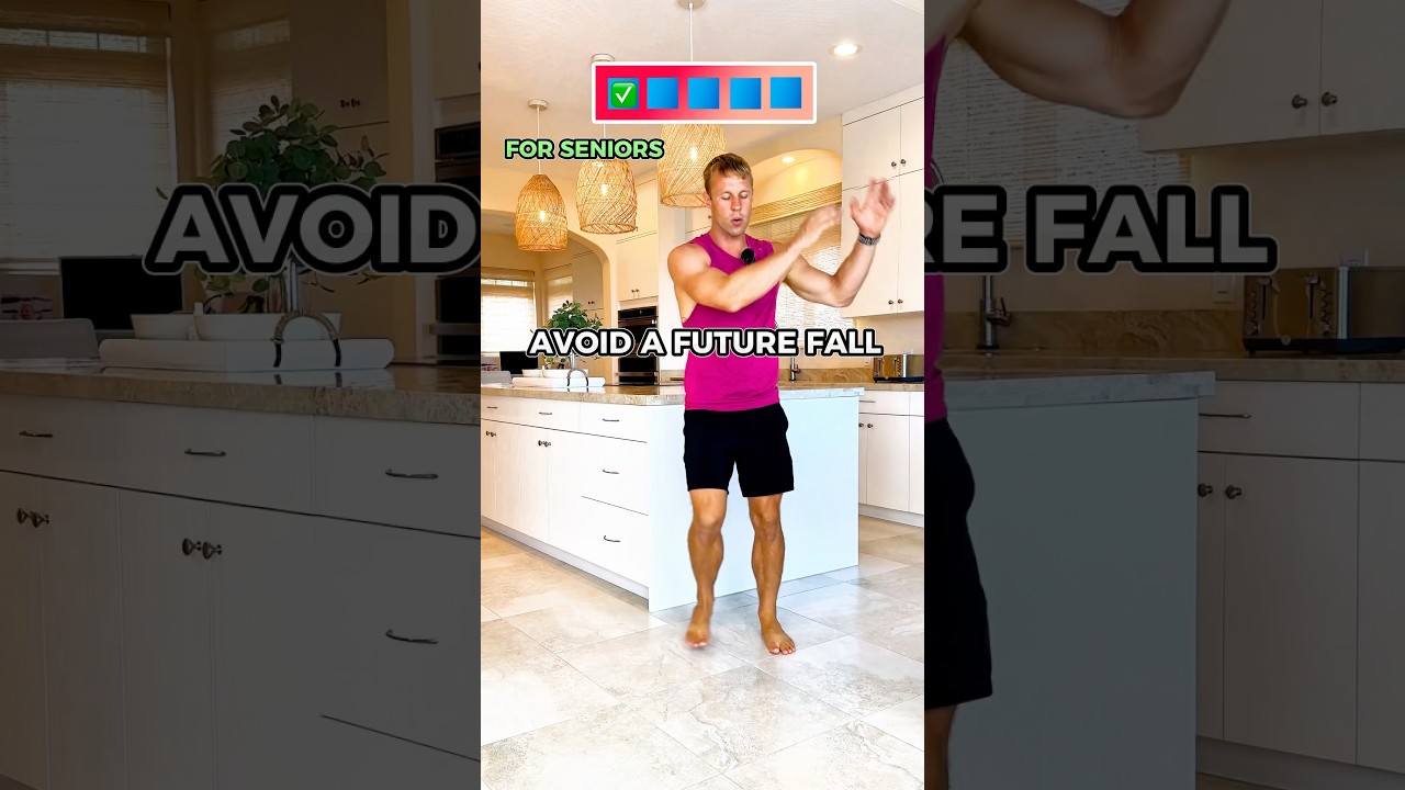 The daily 5 exercises for balance improvement in seniors and older adults! #seniorfitness #balance