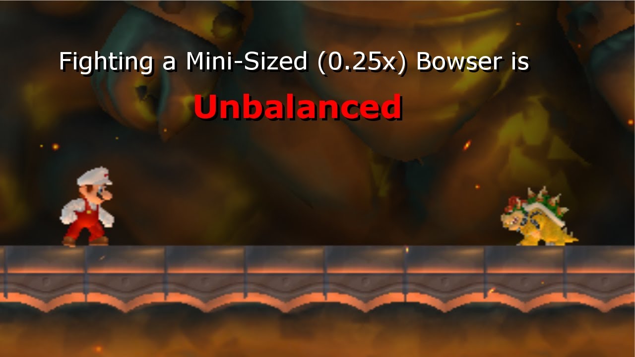Fighting A Mini-Sized (0.25x) Bowser Is Unbalanced (New Super Mario Bros Wii)