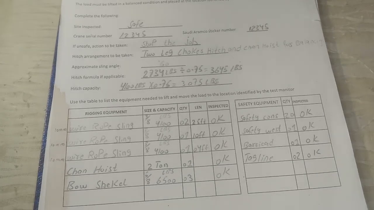 Lifting Plan Aramco 2024 || Level 3 Rigger