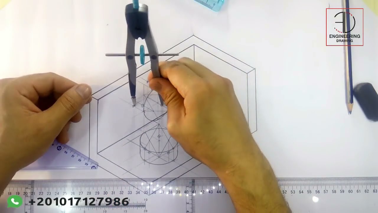 رسم الإسطوانات فى الأيزومترك بالأدوات