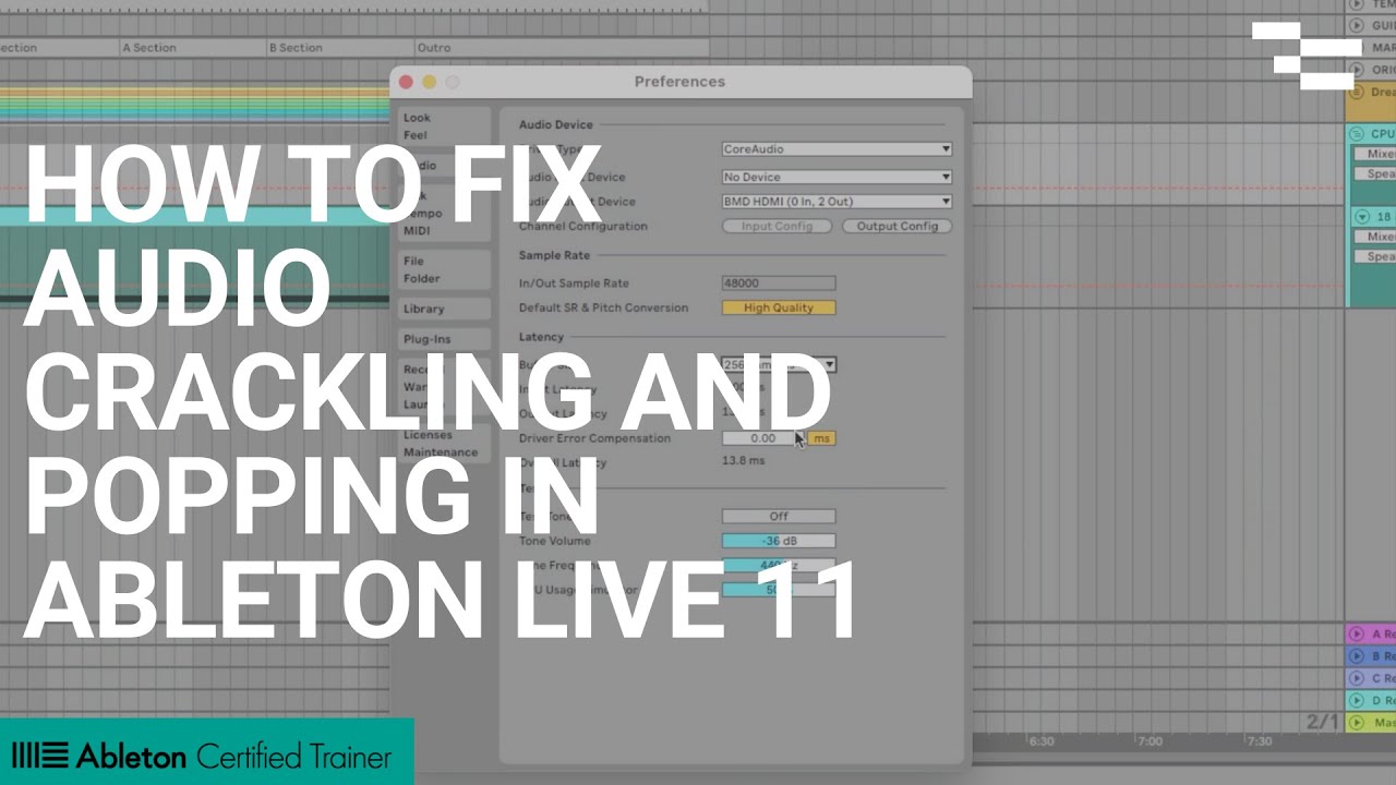 Как устранить потрескивание и треск звука в Ableton Live 11