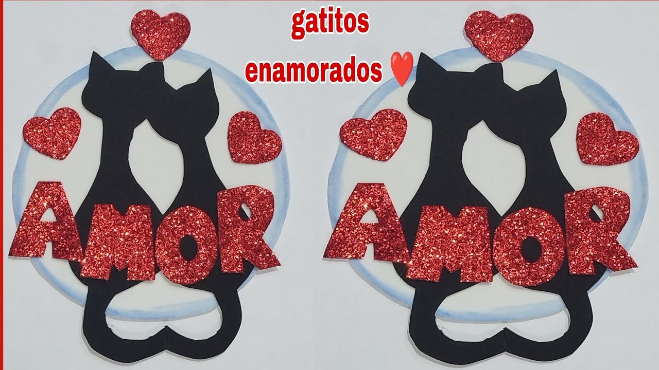 💘 Manualidades 14 de Febrero | Hermosos Gatitos Enamorados en Fomi