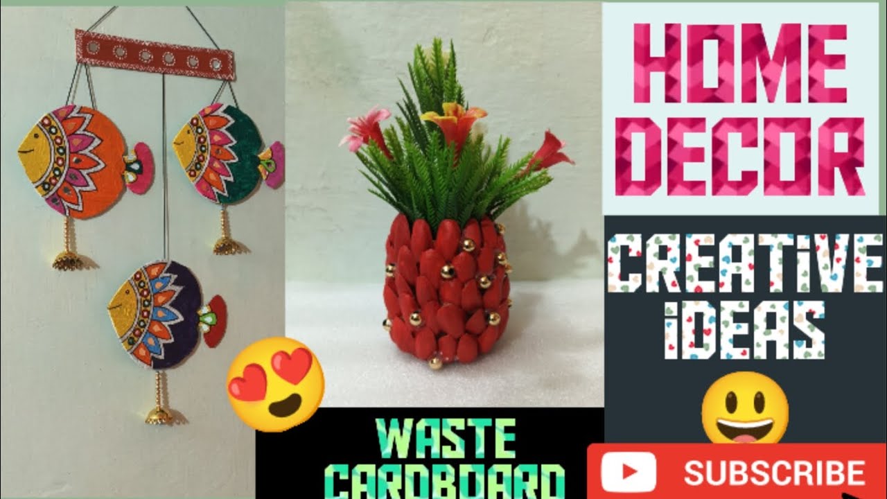 Home decor idea from waste cardboard at home | DIY CRAFT WITH SONAM | #homedecor #wastematerialcraft